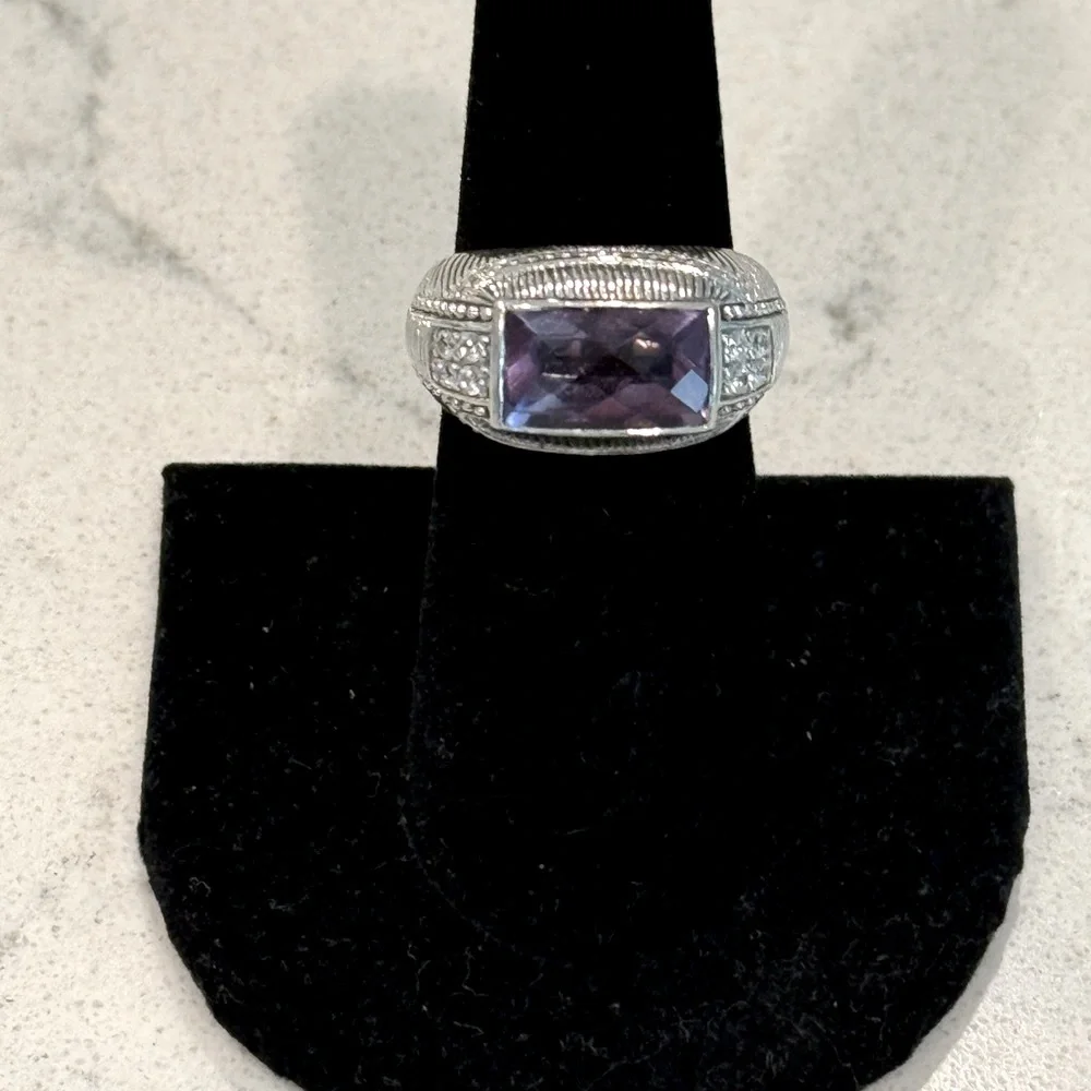 Judith Ripka Amethyst and Diamonique sterling silver Ring
